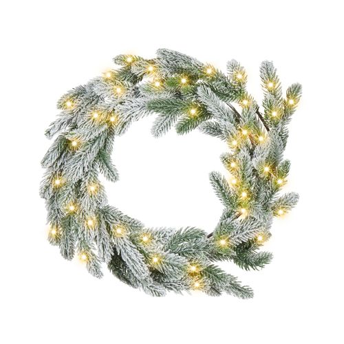 Couronne De Noël Enneigée LED Albini Vert 45 Cm