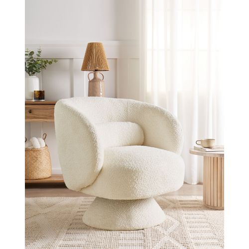 Fauteuil Pivotant Lieksa Bouclé Blanc Cassé