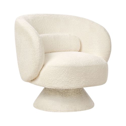 Fauteuil Pivotant Lieksa Bouclé Blanc Cassé
