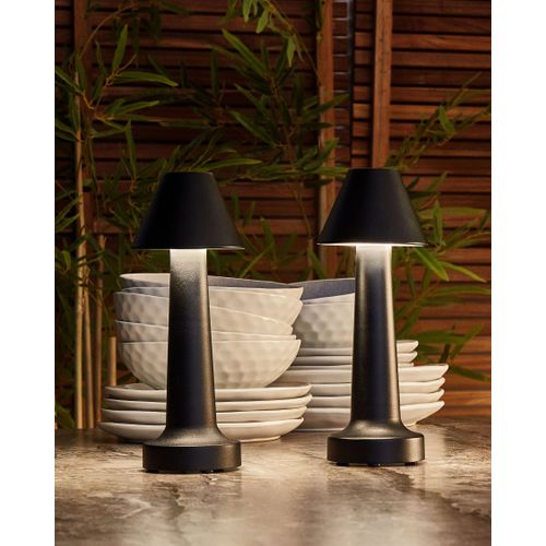 Lot De 2 Lampes De Table LED Sans Fil Joanes Avec Variateur Métal Noir