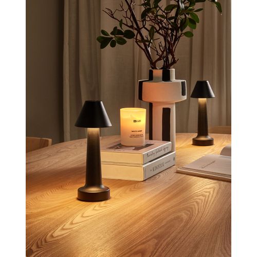 Lot De 2 Lampes De Table LED Sans Fil Joanes Avec Variateur Métal Noir