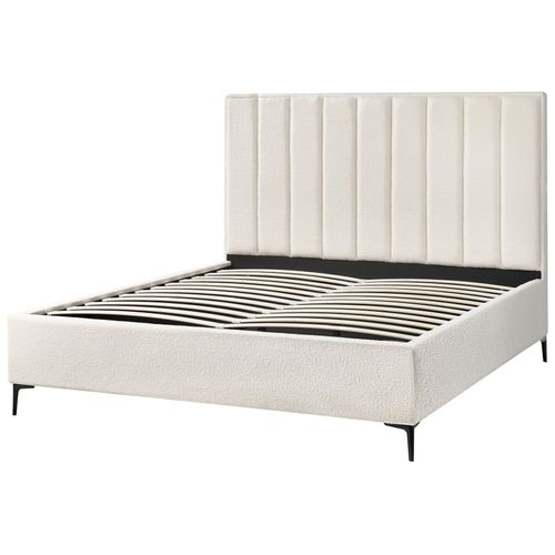 Lit Ottoman Bouclé Sezanne 180 X 200 Cm Blanc Cassé