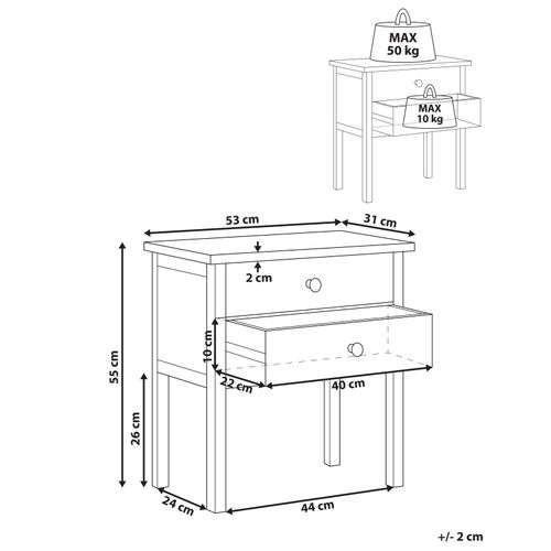 Table De Nuit à 2 Tiroirs Salton Sassafras Marron