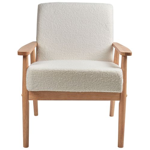 Fauteuil Esrum Bouclé Marron Clair/blanc