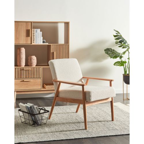 Fauteuil Esrum Bouclé Marron Clair/blanc
