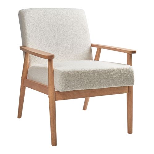 Fauteuil Esrum Bouclé Marron Clair/blanc