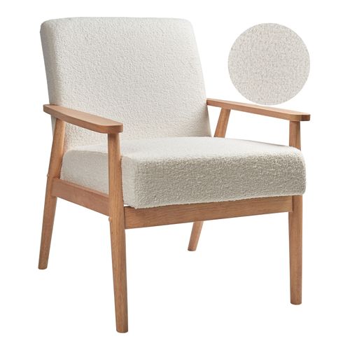 Fauteuil Esrum Bouclé Marron Clair/blanc