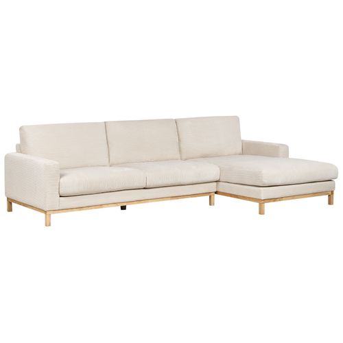 Canapé D'angle 4 Places Siggard Velours Côtelé Beige Clair Côté Gauche