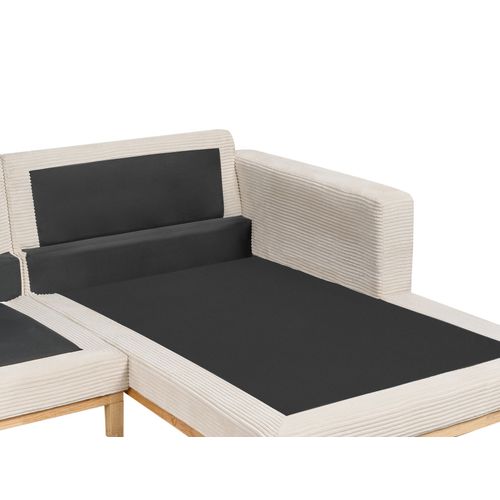 Canapé D'angle 4 Places Siggard Velours Côtelé Beige Clair Côté Gauche