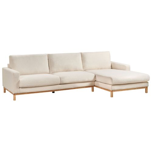 Canapé D'angle 4 Places Siggard Bouclé Blanc Côté Gauche