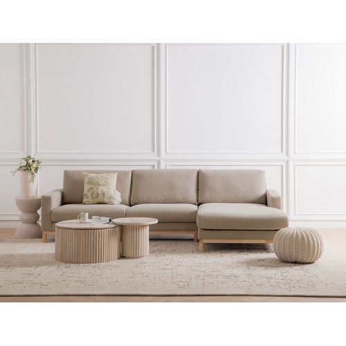 Canapé D'angle 4 Places Siggard Tissu Taupe Côté Gauche