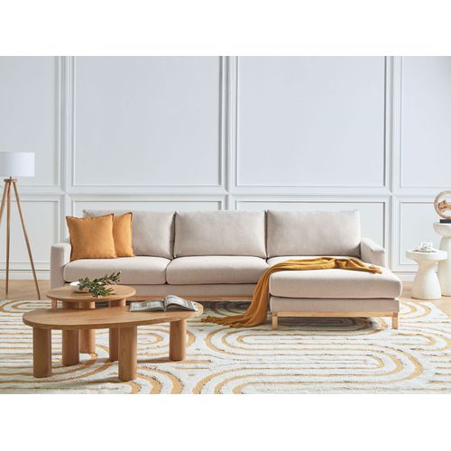 Canapé D'angle 4 Places Siggard Tissu Beige Côté Gauche