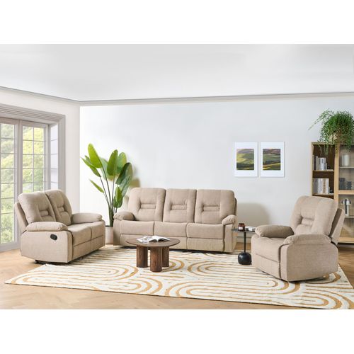 Fauteuil Inclinable Bergen Repose-pieds Inclus Tissu Beige