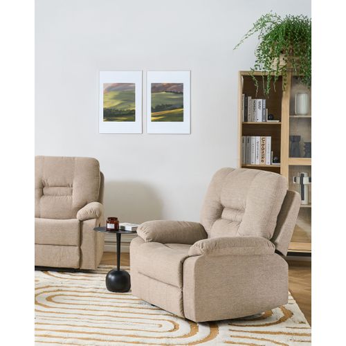 Fauteuil Inclinable Bergen Repose-pieds Inclus Tissu Beige