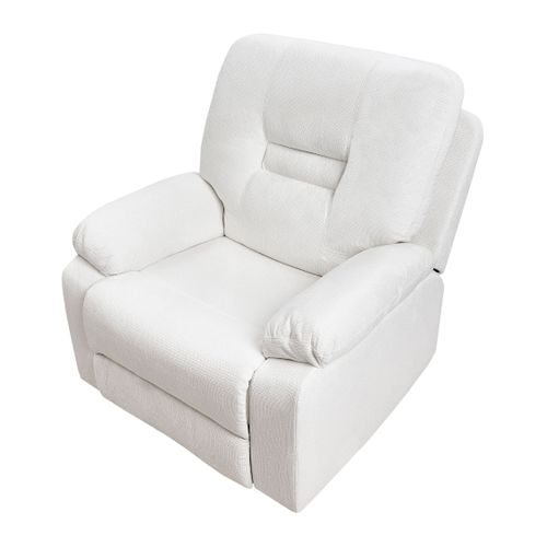 Fauteuil Inclinable Bergen Repose-pieds Inclus Tissu Blanc
