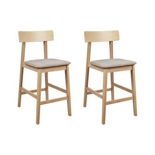 Lot De 2 Chaises De Bar Isanti Bois Marron Clair/taupe