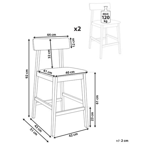 Lot De 2 Chaises De Bar Isanti Bois Noir/gris