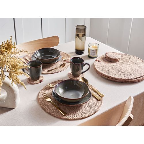 Ensemble Sets De Table Et Sous-verres Muntries Naturel Jute