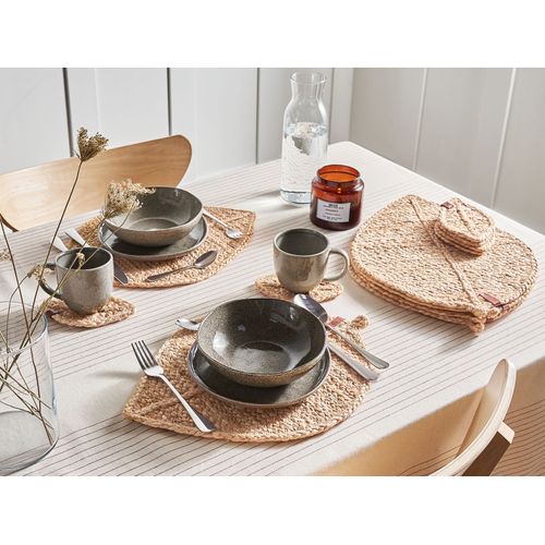 Ensemble Sets De Table Et Sous-verres Pepperleaf Naturel Jute