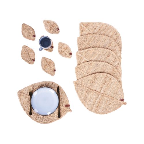 Ensemble Sets De Table Et Sous-verres Pepperleaf Naturel Jute