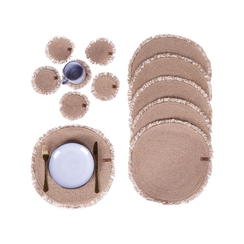 Ensemble Sets De Table Et Sous-verres Ribbery Naturel Jute