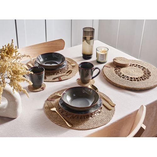 Ensemble Sets De Table Et Sous-verres Pepperberry Naturel Herbier Marin