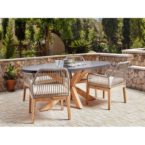 Salle à Manger De Jardin 4 Places Oristano Avec Coussins Béton Beige