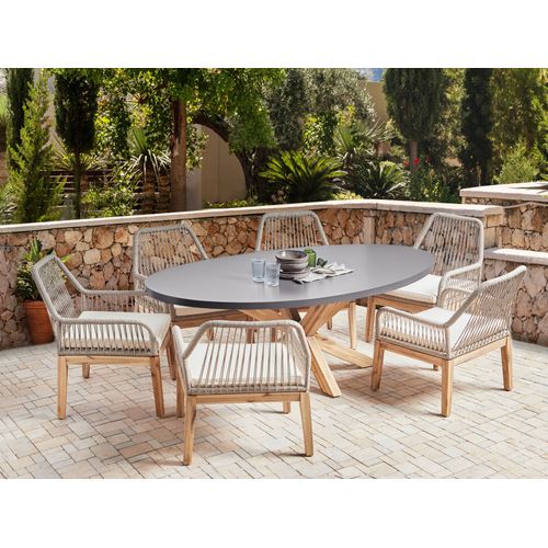 Salle à Manger De Jardin 6 Places Oristano Avec Coussins Béton Beige