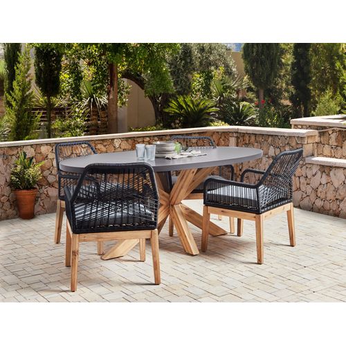 Salle à Manger De Jardin 4 Places Oristano Avec Coussins Béton Noir