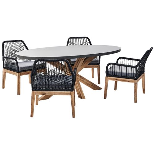 Salle à Manger De Jardin 4 Places Oristano Avec Coussins Béton Noir