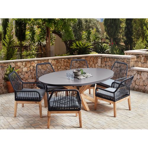 Salle à Manger De Jardin 6 Places Oristano Avec Coussins Béton Noir