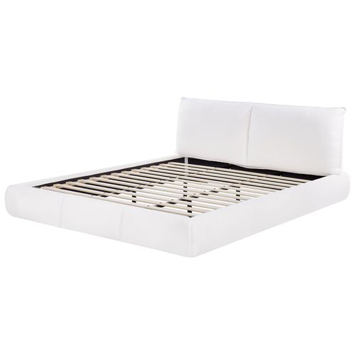 Lit Avec Sommier Bouclé Vinay 180 X 200 Cm Blanc