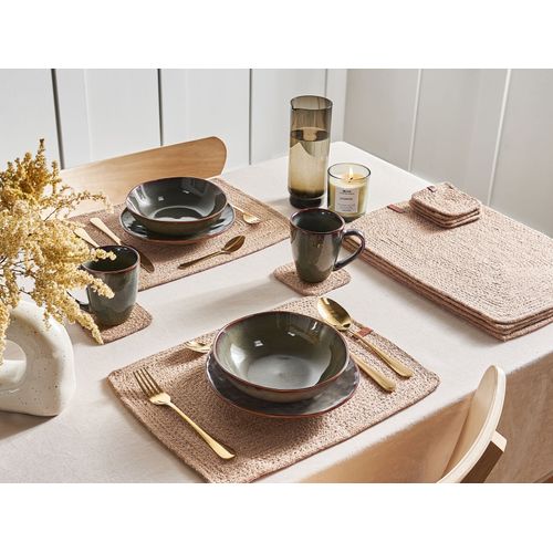 Ensemble Sets De Table Et Sous-verres Saltbush Naturel Jute