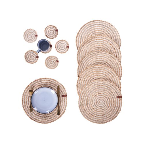 Ensemble Sets De Table Et Sous-verres Quinine Naturel Jute