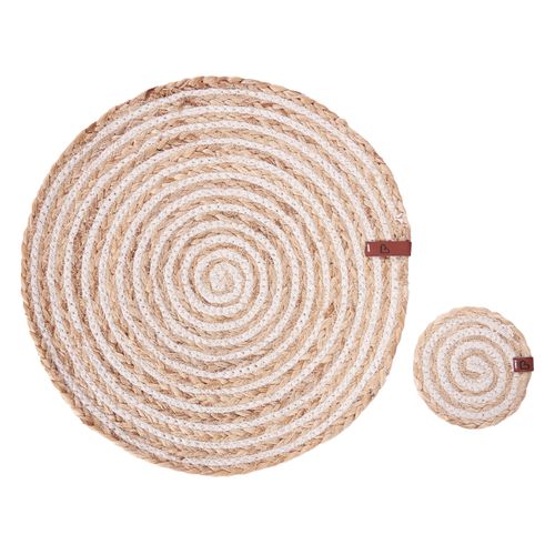 Ensemble Sets De Table Et Sous-verres Quinine Naturel Jute