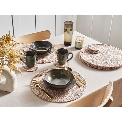 Ensemble Sets De Table Et Sous-verres Pipturus Naturel Jute