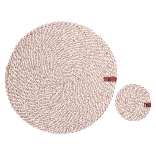 Ensemble Sets De Table Et Sous-verres Pipturus Naturel Jute
