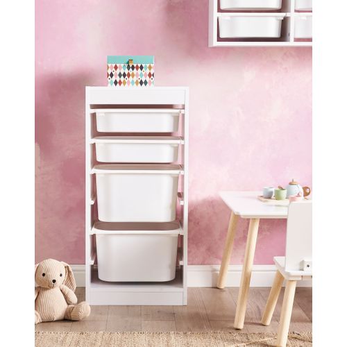 Étagère Avec 4 Bacs De Rangement Tobin Blanc