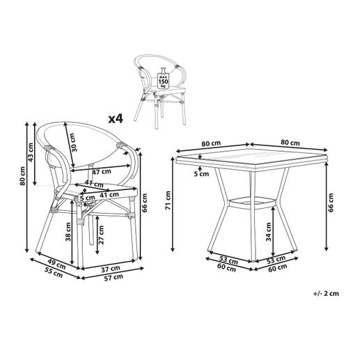 Salle à Manger De Jardin 4 Places Caspri Ii Métal Gris