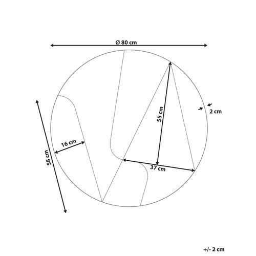 Miroir Trouville 80 Cm 80 Cm Noir/doré