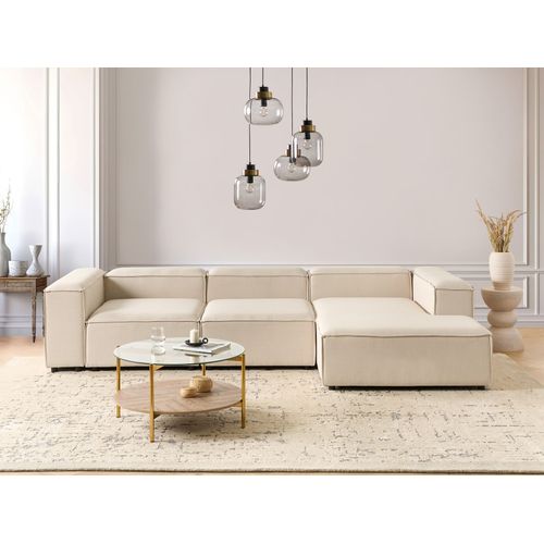 Canapé D'angle Modulable 4 Places Ardal Tissu Beige Côté Gauche