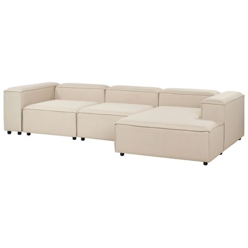 Canapé D'angle Modulable 4 Places Ardal Tissu Beige Côté Gauche
