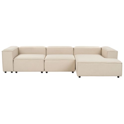 Canapé D'angle Modulable 4 Places Ardal Tissu Beige Côté Gauche
