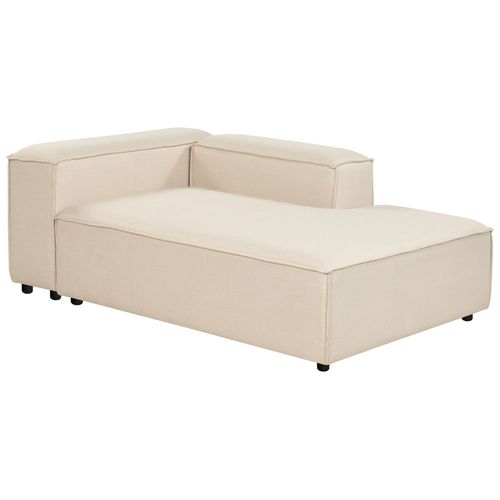 Canapé D'angle Modulable 3 Places Ardal Tissu Beige Avec Ottoman Côté Gauche