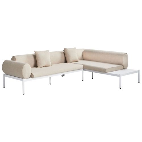 Ensemble De Canapés D'angle De Jardin 5 Places Rasiglia Côté Gauche Métal Beige