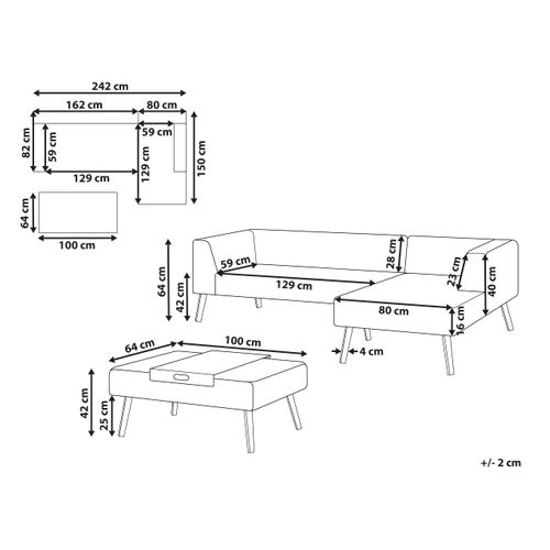 Ensemble De Canapés D'angle De Jardin 4 Places Sorrivoli Côté Gauche Beige