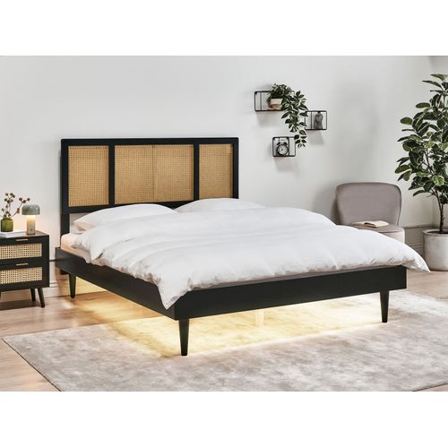 Lit Avec LED Rotin Auray 160 X 200 Cm Noir