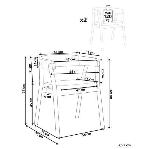 Lot De 2 Chaises De Salle à Manger Mylo Bois Marron Clair/gris