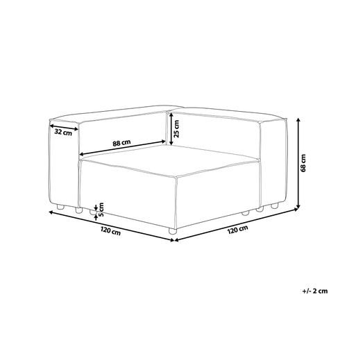 Module D'angle Ardal Tissu Gris Clair Côté Droit