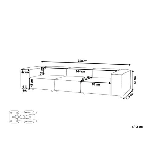 Canapé Modulable 3 Places Ardal Tissu Gris Clair